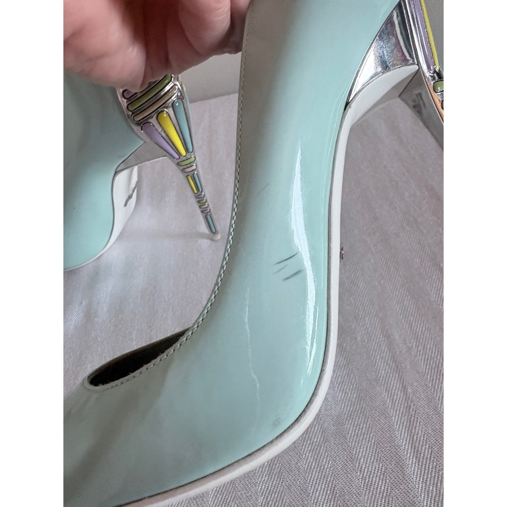 Gimmy Baldinini Patent Leather Pointed Toe Enamel Cage Heel Stiletto Pumps 37 - Picture 12 of 16